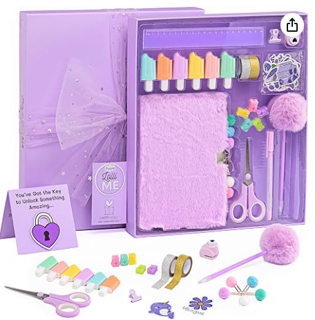 purple DIY Journal Kit Lockable Diary Set Ages 8–14