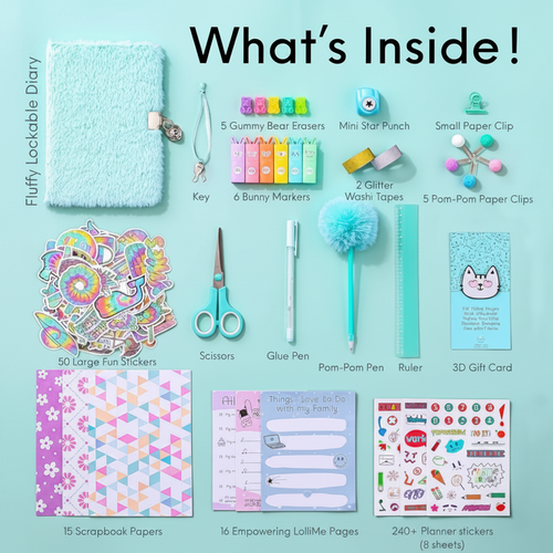blue DIY Journal Kit Lockable Diary Set Ages 8–14