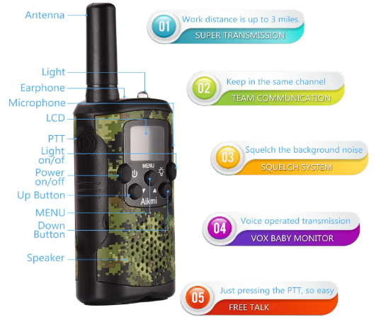 Aikmi Walkie Talkies for Kids Toys and Paracord Bracelets, Gift Boys Girls and more