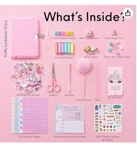 Pink DIY Journal Kit Lockable Diary Set Ages 8–14